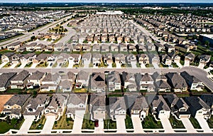 Row after Row of houses and homes in Austin Texas suburbs