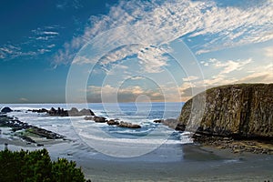 Row of sea stacks at Seal Rock beach