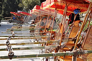 A row of sedan chair