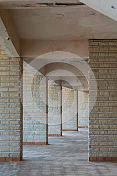 Row of sequential stone brick walls