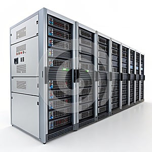 Server machines isolated on white background
