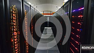 A Row of Servers in a High-Capacity Data Center, Supercomputers competing in a processing speed race