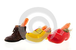 Row shoes with carrots for Dutch Sinterklaas