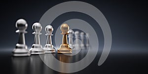 Row of silver and golden Pawns