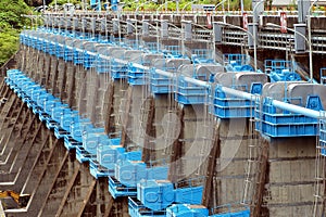 Row of Sluice Gates at a Reservoir