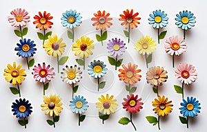 a row of small wooden pots that contain flowers