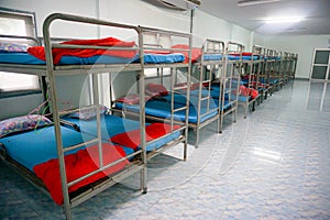 A row soldier bunk beds.