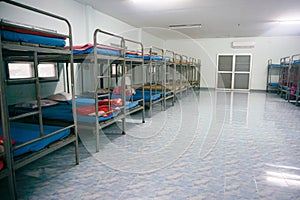 A row soldier bunk beds.