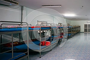 A row soldier bunk beds.