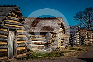 Row of Soldiers Cabins at Valley Forge PA USA