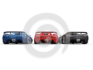 Row of sportscars - back view photo