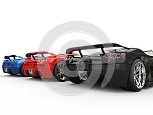 Row of sportscars - side back view photo