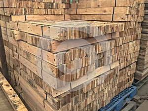 Stack of wood in storage warehouse