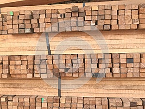 Stack of wood in storage warehouse