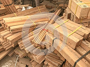 Stack of wood in storage warehouse