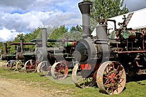Row of steam engines photo