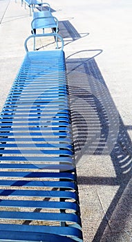 A row of steel benches