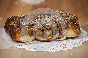 A row of Sticky Buns with Nuts