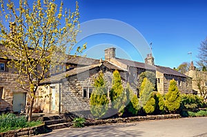 Row of stone cottages in Wycoller