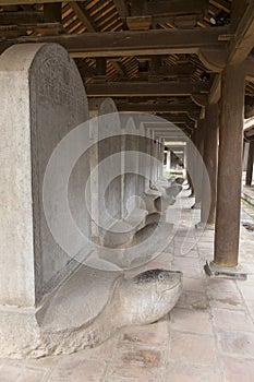 Row of stone stelae atop turtle statues, Temple of Literature, Hanoi,