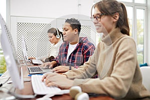 Row of Students in Computer Class