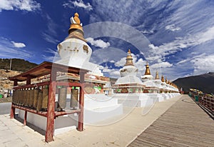 Row of stupas at the gate of Deqing city, Yunnan, China