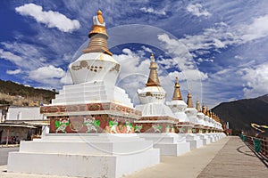 Row of stupas at the gate of Deqing city, Yunnan, China