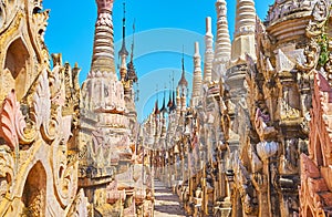 The row of stupas in Kakku Pagodas, Myanmar