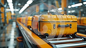 Row of Suitcases on Conveyor Belt