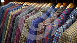 A row of suits hanging on a rack in front of each other, AI