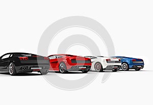 Row Of Supercars Back View photo