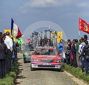 Row of Technical Vehicles- Paris- Roubaix 2014