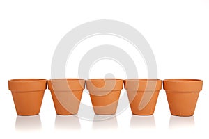 Row of Terra Cotta flower pots