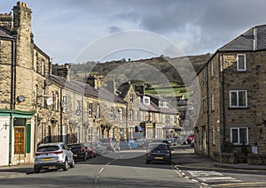 Row of terraced houses at Pateley Bridge, in North Yorkshire, England, UK.