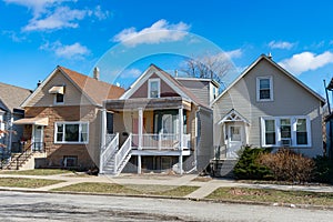 A Row of Three Wood Homes in Logan Square Chicago