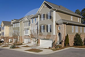 Row of townhomes with garages