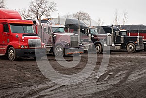 Row of Tractor Trailers