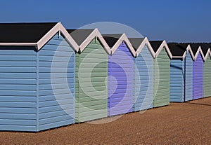 Row of traditional beach huts