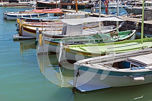 Row of traditional boats in Cassis, France