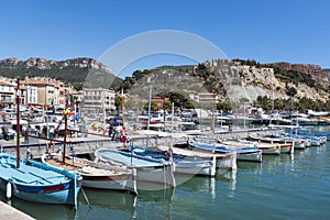 Row of traditional boats in Cassis, France