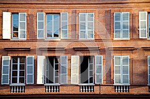 Row of traditional french windows
