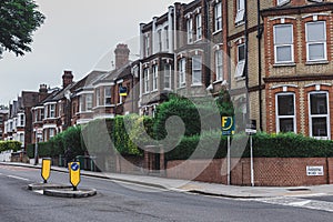 A row of typical British Georgian terrace houses in London