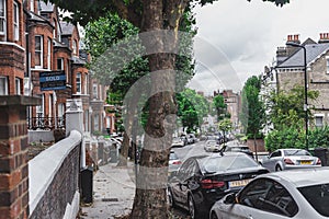 A row of typical British Georgian terrace houses in London