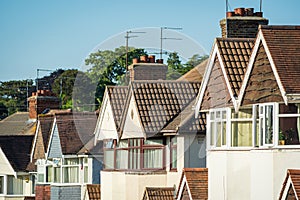 Row of Typical English Terraced Houses in Northampton