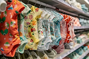 Row of Underwear Hanging on Rack in Store