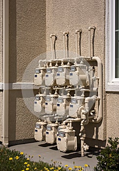 Row of utility meters