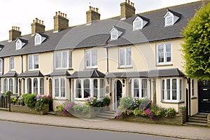 a row of Victorian Terraced Granite Stone Alms H.