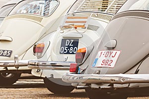 Row of vintage Volkswagen Beetles from the seventies