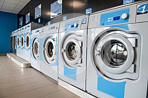 Row of washing machine of laundry business store