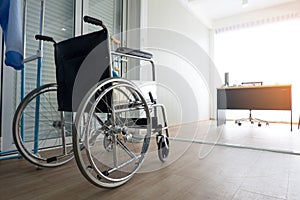 Row Wheelchairs in the clinic or hospital ,Wheelchairs waiting for patient services